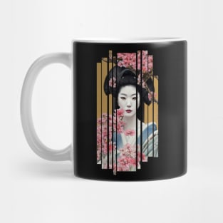 Beautiful japanese geisha with flowers Mug